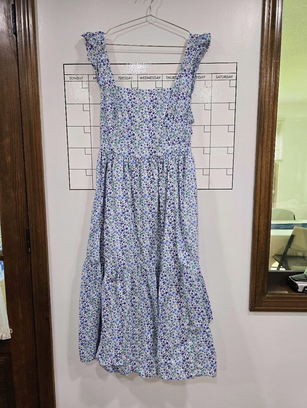 Blue & White Floral Ruffled Sundress